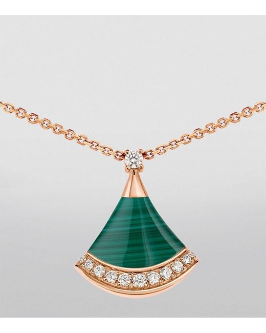 BVLGARI Metallic Rose Gold, Diamond And Malachite Divas' Dream Necklace