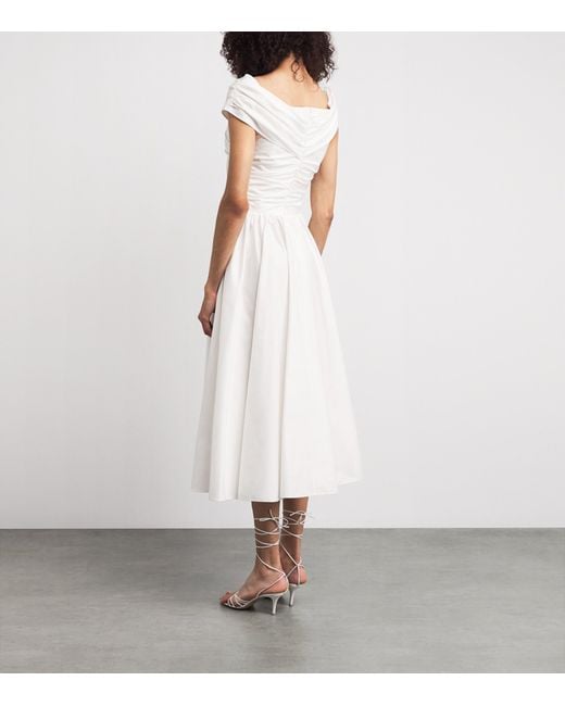 Safiyaa White Cotton Appolline Midi Dress