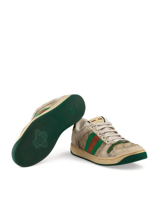 Gucci Green Leather Screener Gg Sneakers for men