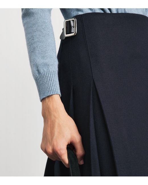 Johnstons Blue X Le Kilt Wool-Cashmere Pleated Midi Skirt