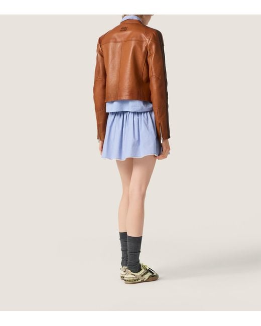 Miu Miu Blue Gingham Side-Tie Mini Skirt