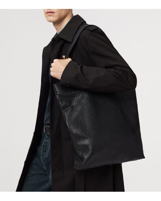 AllSaints Black Leather Yuto Tote Bag for men