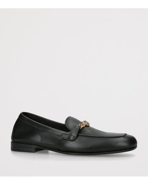 Versace Black Calfskin Medusa Loafers
