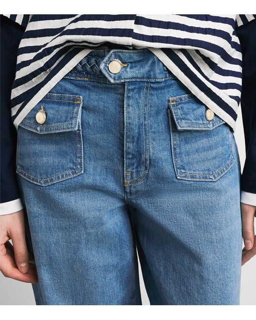 Maje Blue Braided High-Rise Flared Jeans