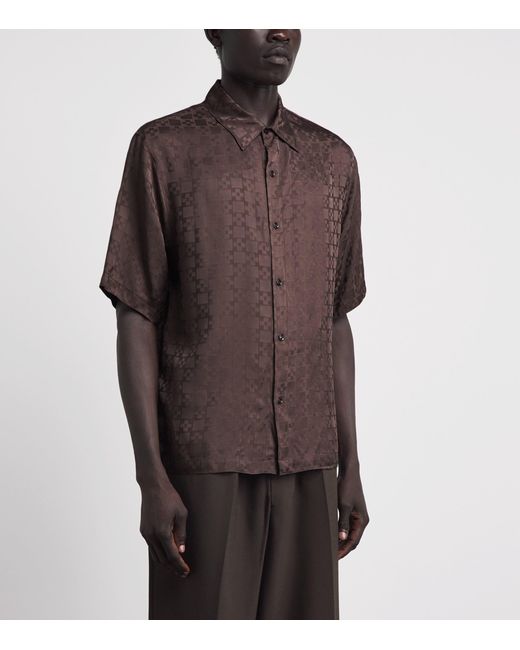 Sandro Brown Jacquard Cross Short-Sleeve Shirt for men