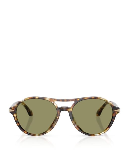 Giorgio Armani Green Tortoiseshell Round Sunglasses for men