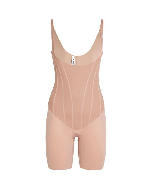 Spanx Pink Supersculpt Totalcontour Open-Bust Mid-Thigh Bodysuit