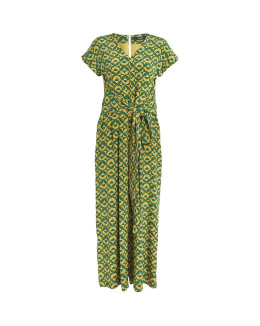 Weekend by Maxmara Green Silk Cropped Jumpsuit