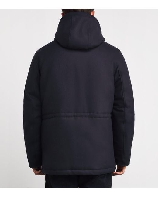 Sandro Blue Wool-Cashmere-Blend Padded Parka for men