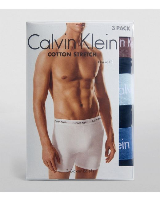 Calvin Klein Black Cotton Stretch Boxer Briefs (pack Of 3) for men