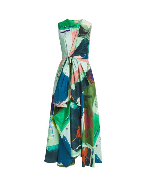 Roksanda Green Cotton Bow-Detail Nura Midi Dress