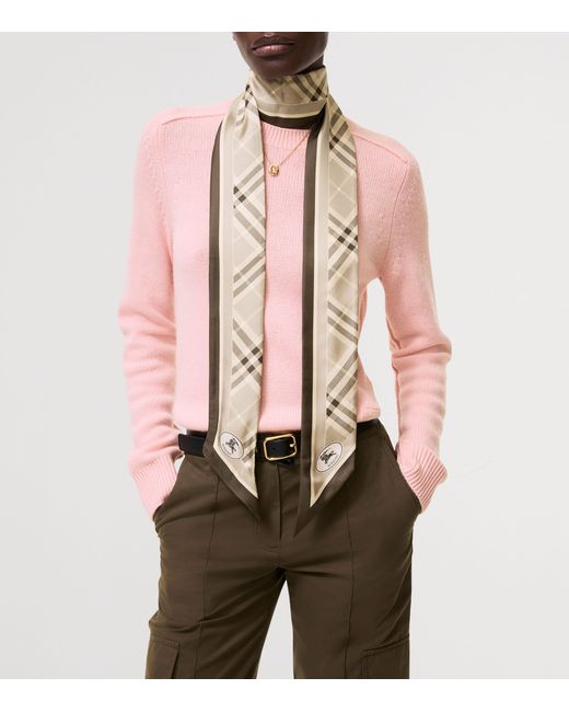 Burberry Metallic Silk Check Skinny Scarf