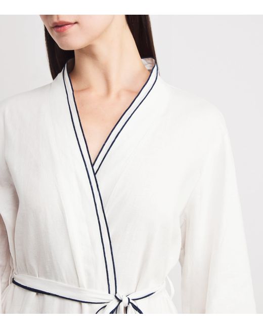 Eberjey White Linen-Blend Robe