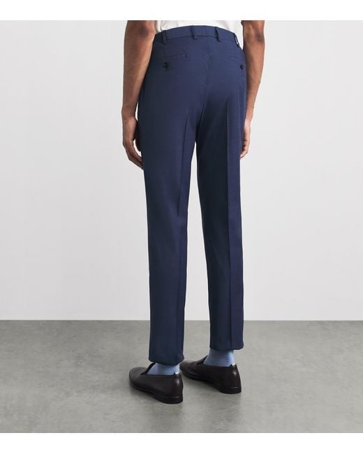 Pal Zileri Blue Wool-Blend Slim Trousers for men