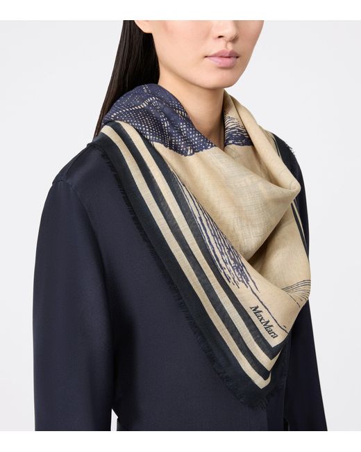 Max Mara Natural Silk Printed Scarf