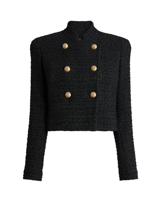 Balmain Black Tweed Officer Jacket