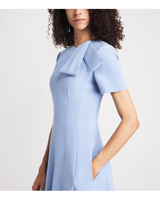 Roland Mouret Blue Crepe Bow-Detail Midi Dress