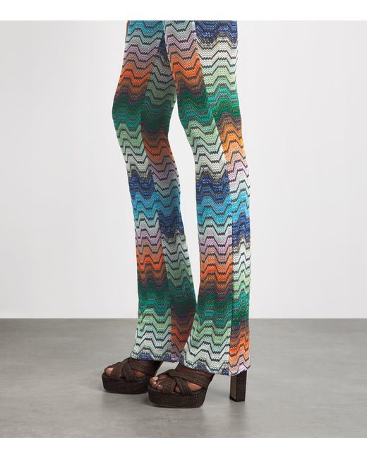 Missoni Green Metallic Zigzag Flared Trousers