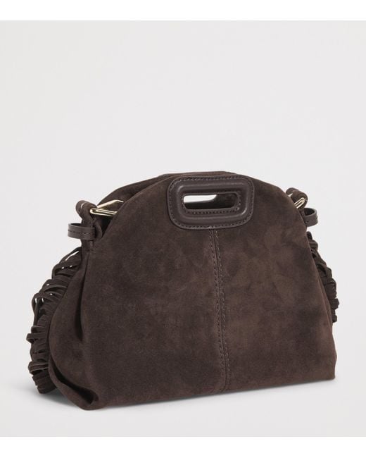 Maje Brown Mini Suede Miss M Shoulder Bag