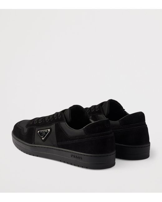Prada Black Suede And Re-Nylon Downtown Sneakers for men