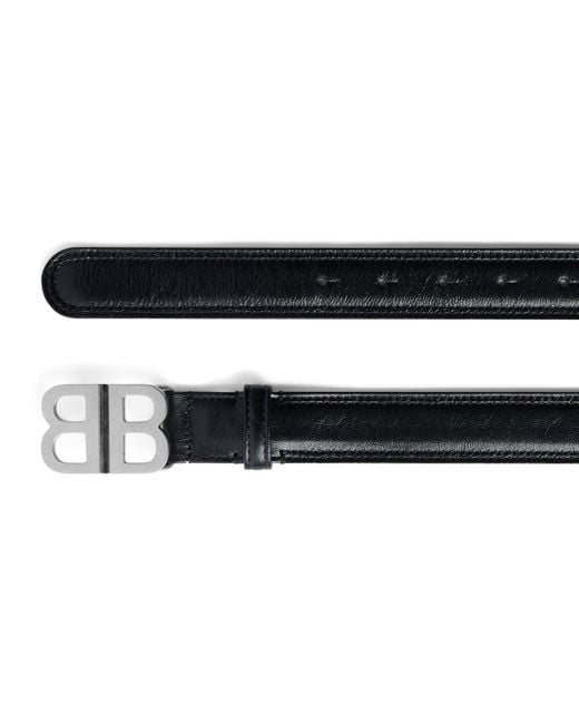 Balenciaga Black Leather Bb Belt
