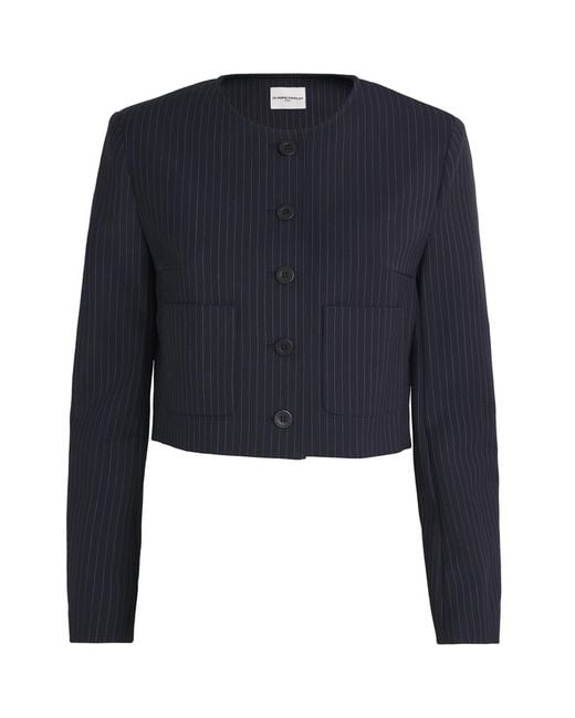 Claudie Pierlot Blue Wool-Blend Stripe Blazer