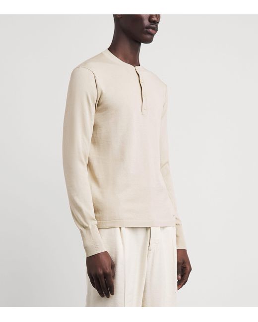 Jonathan Simkhai Natural Silk-Blend Dolton Henley T-Shirt for men