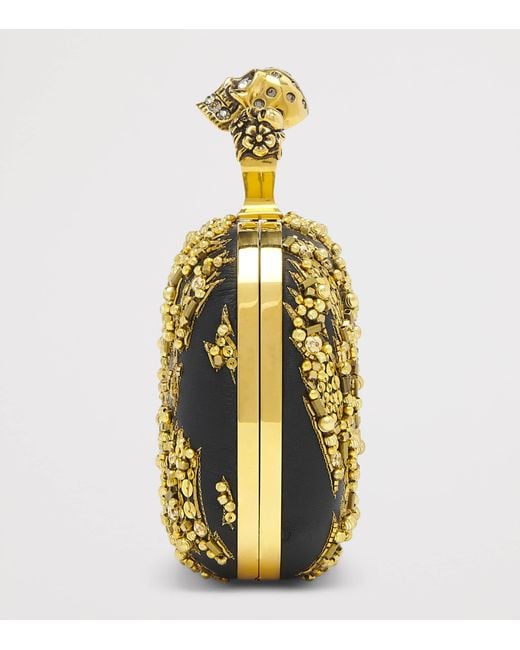 McQueen Metallic Embellished Skull Knuckle Clutch Bag