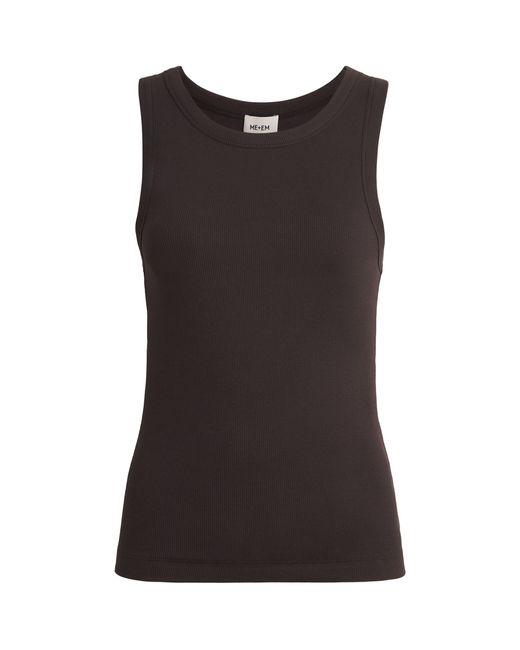 ME+EM Black Stretch-Cotton Tank Top