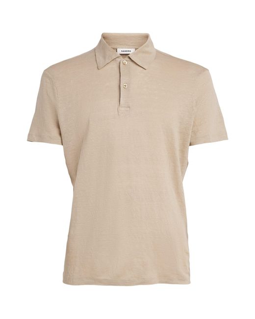 Sandro Natural Linen Polo Shirt for men