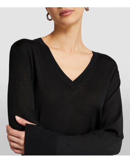 Joseph Black Merino-Silk V-Neck Sweater