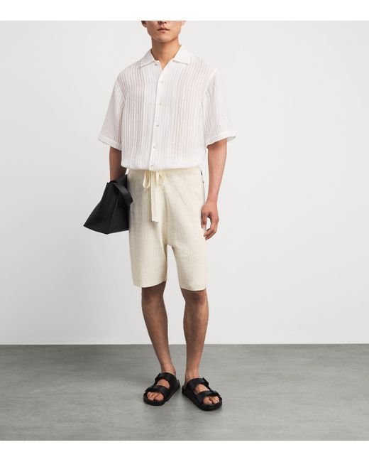 Commas Natural Cotton-Hemp Crochet Shorts for men
