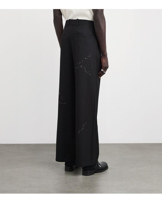 DOMREBEL Black Pinstripe Backstage Trousers for men