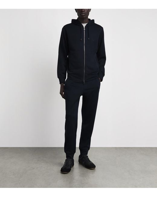Isaia Blue Logo Zip-Up Hoodie for men