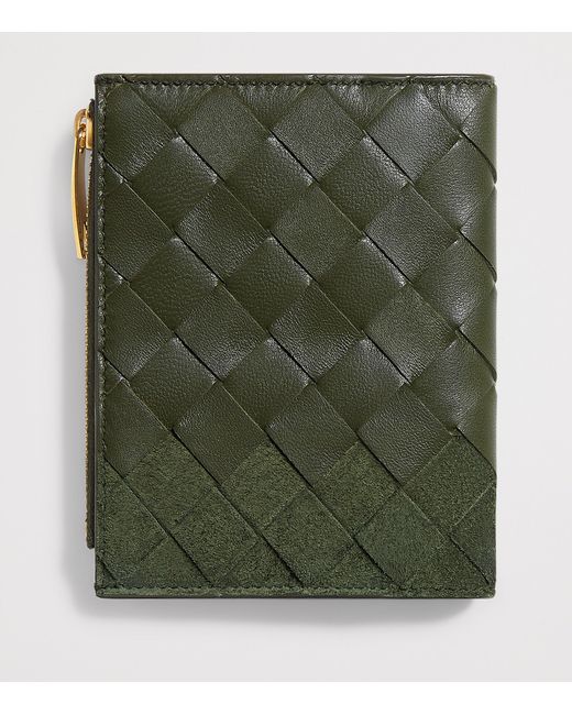 Bottega Veneta Green Small Leather-Suede Bifold Wallet
