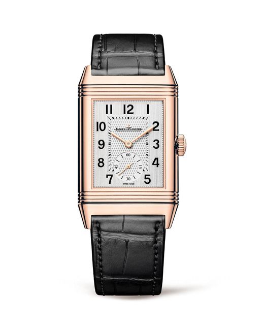 Jaeger-lecoultre Black Pink Gold Reverso Duoface Watch 28.3mm for men