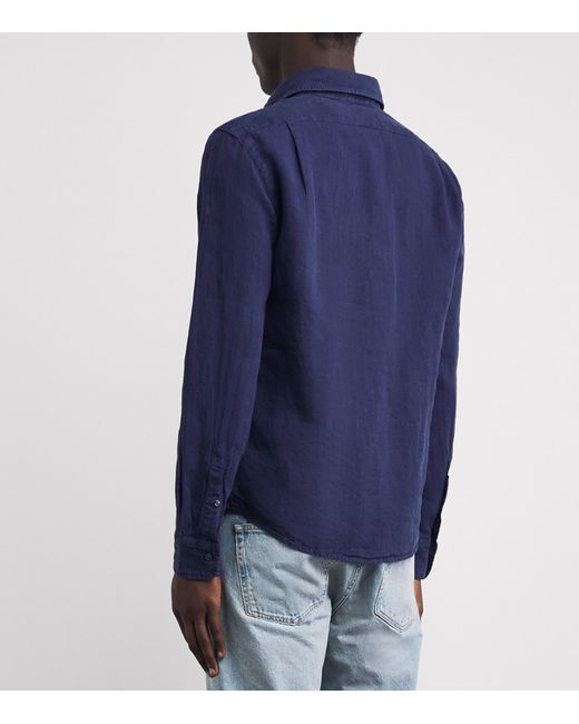 Polo Ralph Lauren Blue Linen Custom-Fit Shirt for men