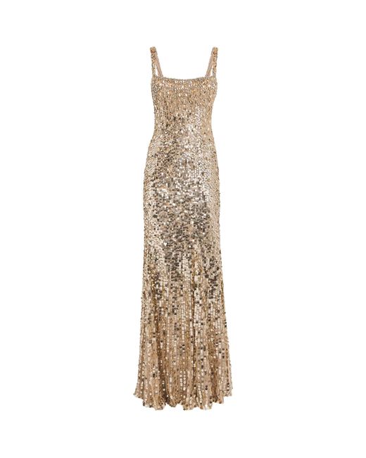 Jenny Packham Metallic Beaded Mirabeau Maxi Dress