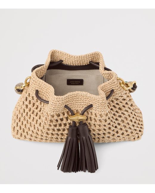 Jimmy Choo Metallic Small Cinch Raffia Shoulder Bag