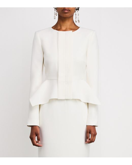Roland Mouret White Crepe Peplum Jacket