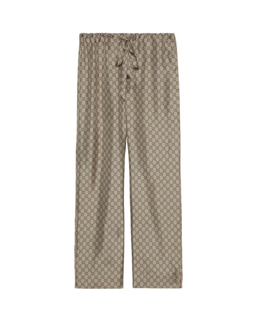 Gucci Gray Silk Gg Supreme Trousers for men