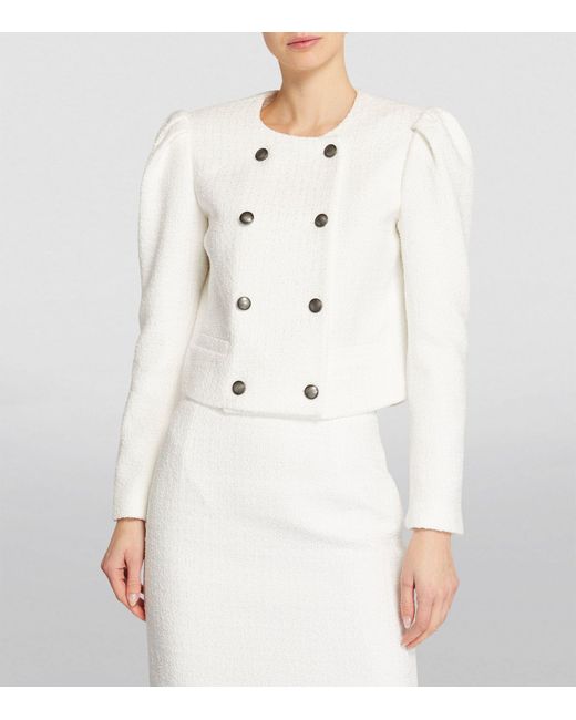 Alessandra Rich Natural Bouclé Double-breasted Jacket