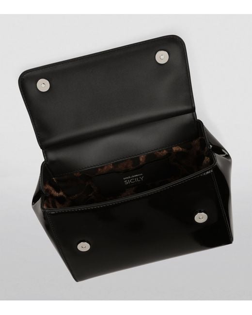 Dolce & Gabbana Black Leather Sicily Top-Handle Bag