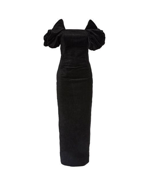 Anouki Black Puff-sleeved Midi Dress