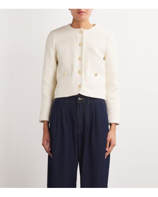 Maje Natural Tweed Button-Embellished Jacket