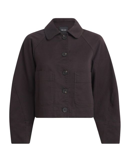 ME+EM Black Stretch-Cotton Cocoon-Sleeve Jacket