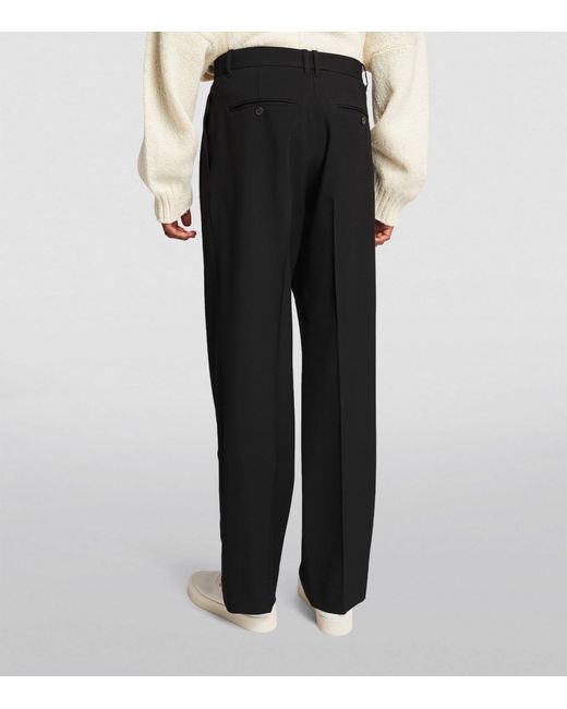 The Row Black Wool Marcello Straight Trousers for men
