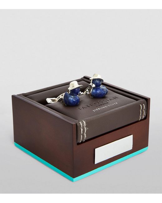 Tateossian RhodiumPlated Sodalite Duck Cufflinks in Blue for Men Lyst UK