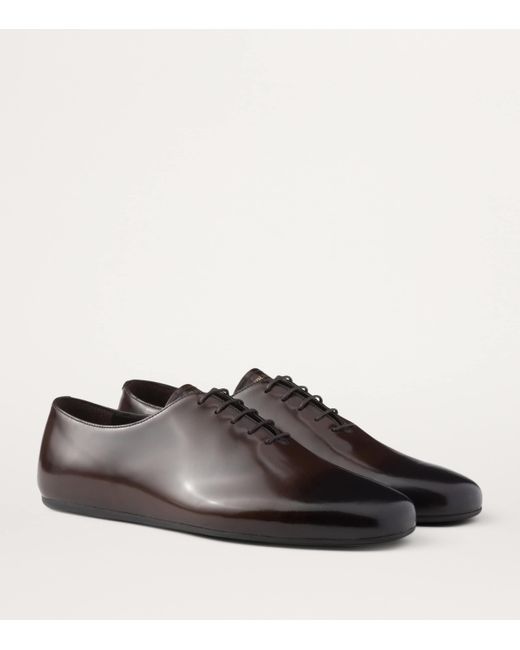 Prada Brown Leather Oxford Shoes for men