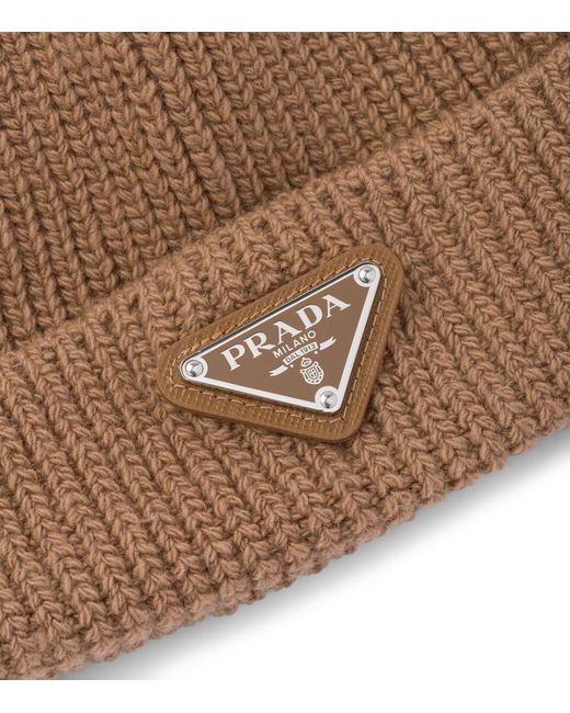 Prada Brown Wool-Cashmere Beanie for men